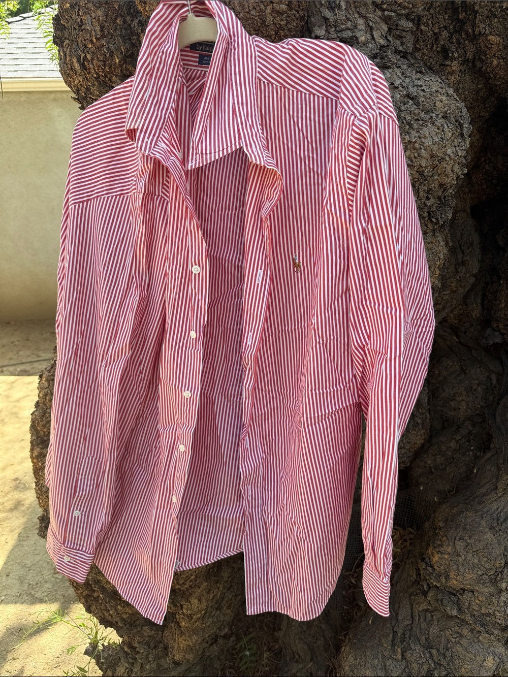Ralph Lauren Red & White Striped Button-Down Shirt